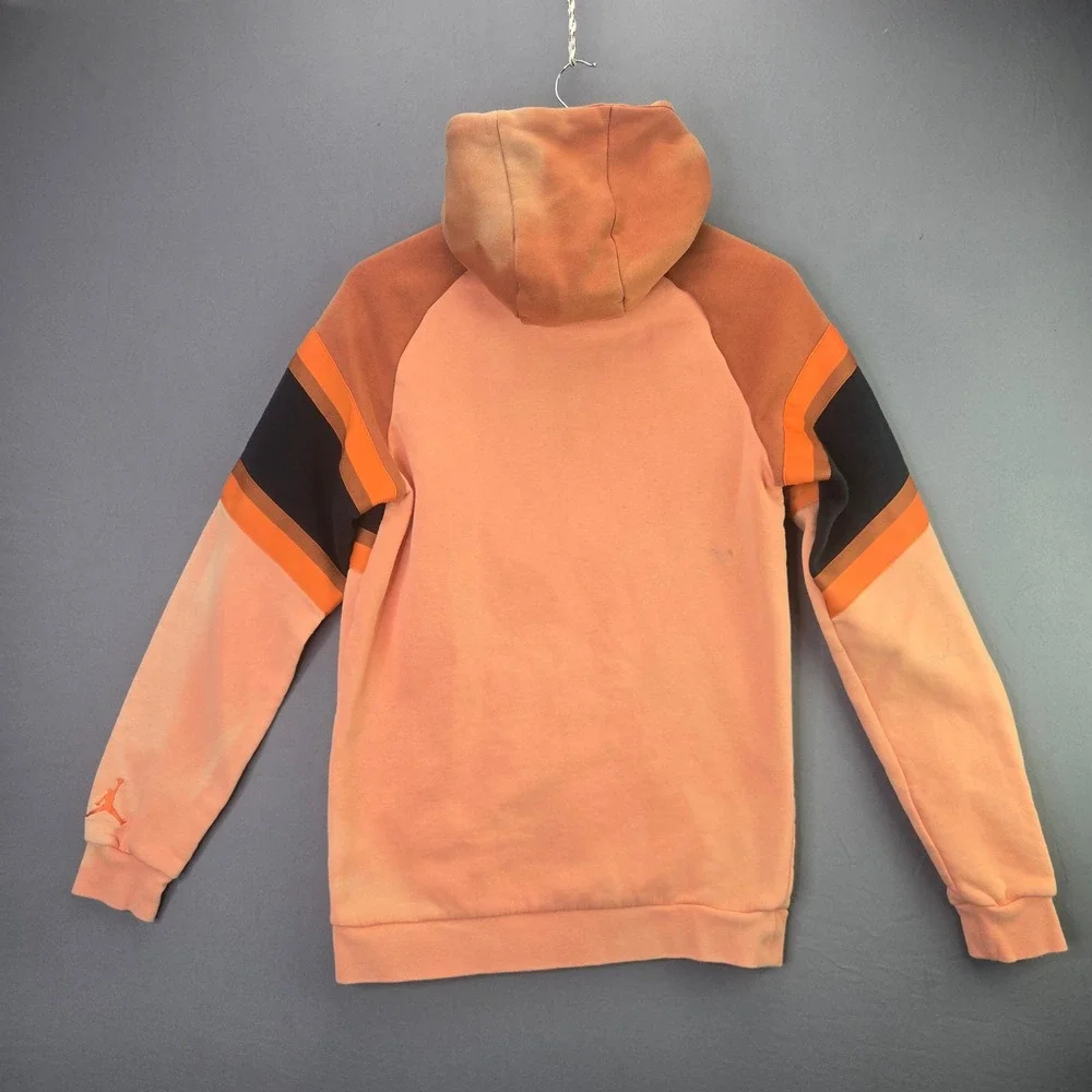 Jordan Hoodie Jumpman Colorblock Pullover Small Orange Black Graphic Fleece 2593